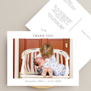Invitation Carte Postale Élégant minimaliste Baby shower photo Merci