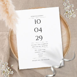 Invitation Carte Postale Élégant minimaliste noir et blanc Mariage date