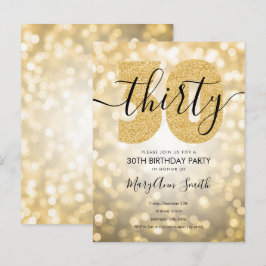 Invitation Carte Postale Elégant Moderne Or 30e Anniversaire Fête Invitatio