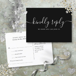 Invitation Carte Postale Elégant noir blanc Mariage demande de chanson RSVP
