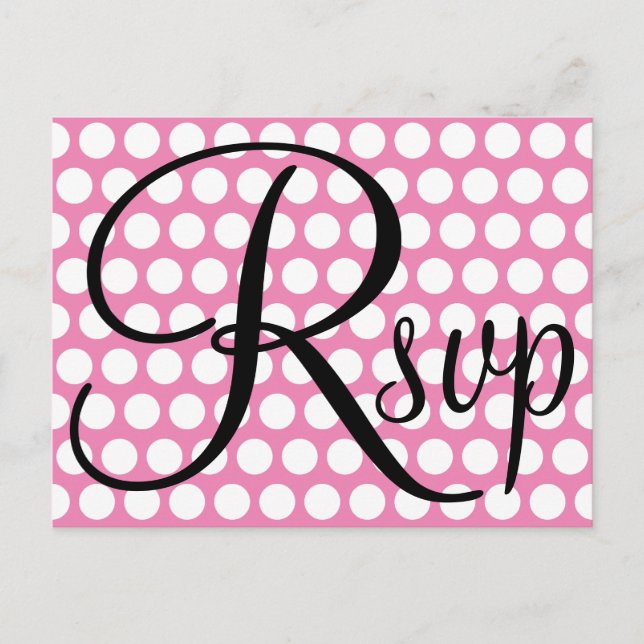 Invitation Carte Postale Élégant point rose et blanc RSVP noir (Devant)