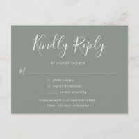 Élégant Script Sage Green Wedding RSVP