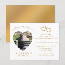 Elégant Simple Gold Photo 50e anniversaire Mariage