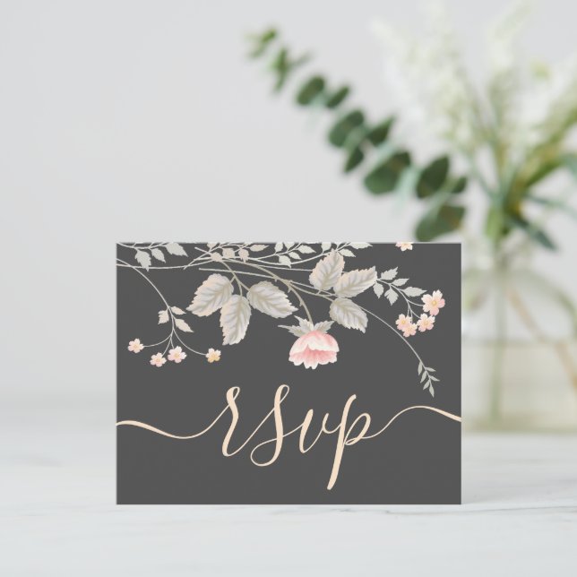 Invitation Carte Postale Elégante aquarelle chic Floral RSVP (Debout devant)