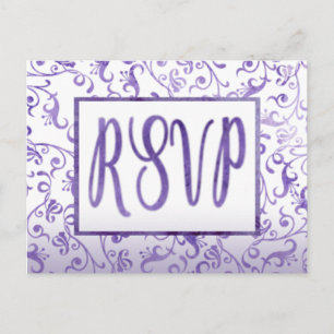 Invitation Carte Postale Elégante aquarelle pourpre fleuris mariage RSVP