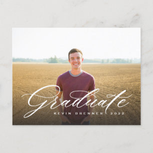 Invitation Carte Postale Élégante Calligraphie Graduate Photo Party