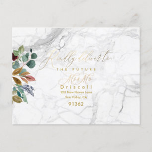Invitation Carte Postale Élégante calligraphie or verte RSVP w Repas