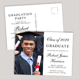 Invitation Carte Postale Élégante fête de graduation du Collège photo