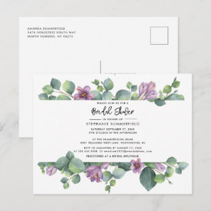 Invitation Carte Postale Élégante Fête des mariées d'Eucalyptus