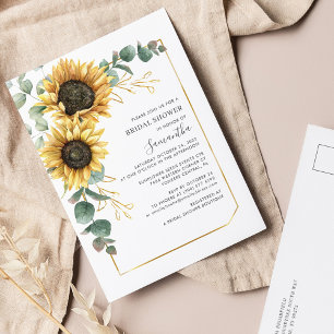 Invitation Carte Postale Elégante Fête des mariées florale de tournesol Euc