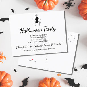 Invitation Carte Postale Élégante fête d'Halloween de l'araignée gothique n