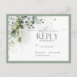 Invitation Carte Postale Elégante verdure botanique Aquarelle florale RSVP