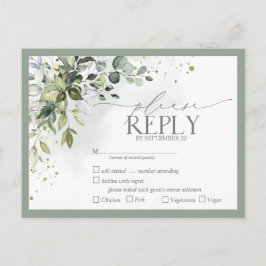 Invitation Carte Postale Elégante verdure botanique Aquarelle florale RSVP