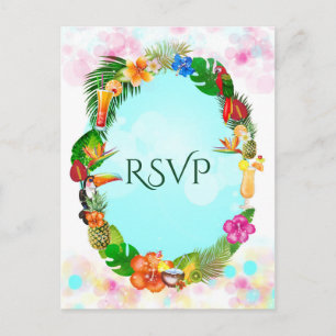 Invitation Carte Postale Éléments d'été tropical hawaïen Cadre Fête RSVP