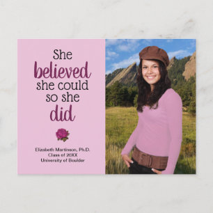 Invitation Carte Postale Elle a cru qu'elle pourrait photo rose de fête de