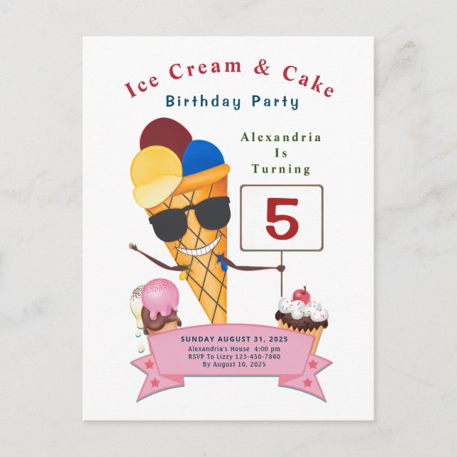 Invitation Carte Postale Enfants Anniversaire Fun Cute (Devant)