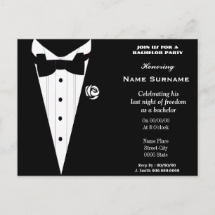 Invitation Carte Postale enterrement de vie de jeune garçon, partie de