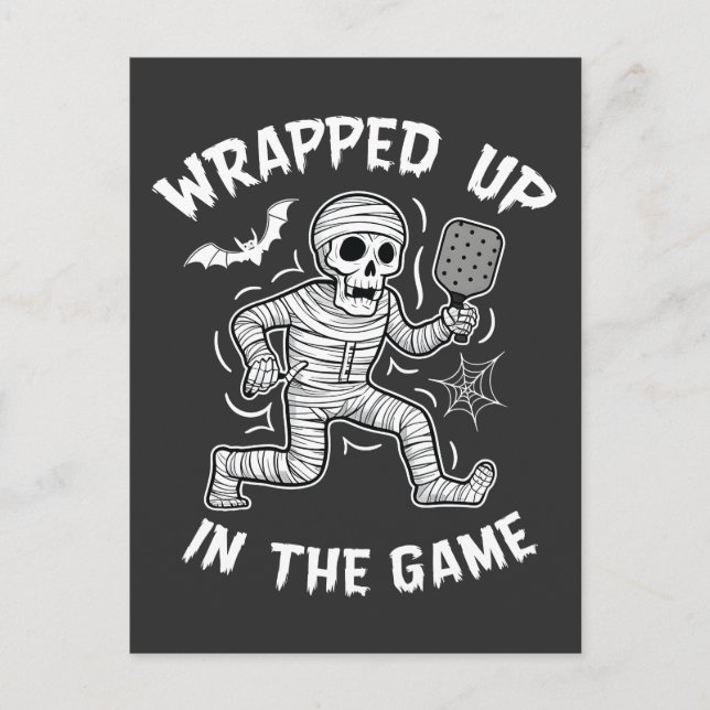 Invitation Carte Postale Enveloppé dans le jeu pickleball Halloween (Devant)