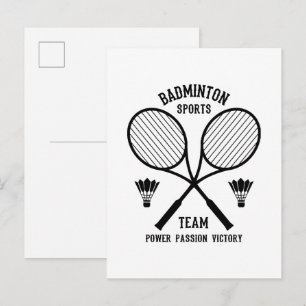 Invitation Carte Postale Équipe de Badminton