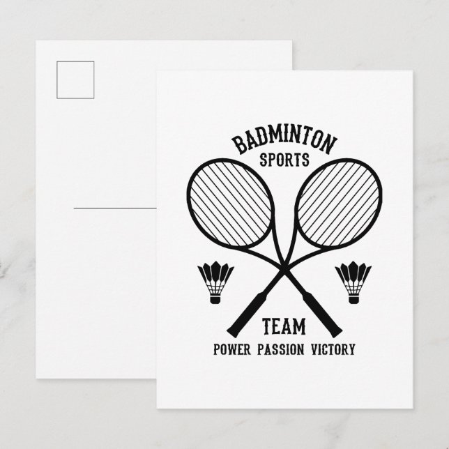 Invitation Carte Postale Équipe de Badminton (Devant / Derrière)