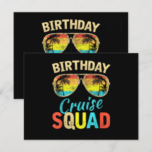 Invitation Carte Postale Équipe de croisière d'anniversaire