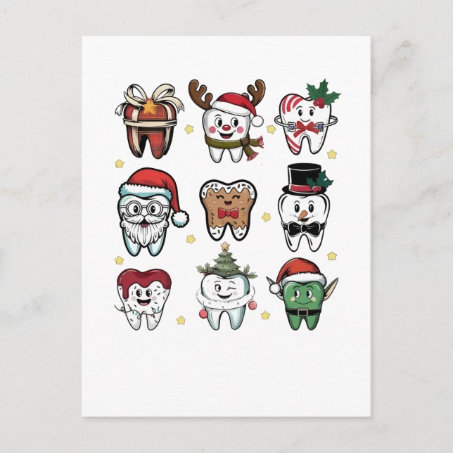 Invitation Carte Postale Escouade dentaire Dentiste Noël Noël Noël Noël (Devant)