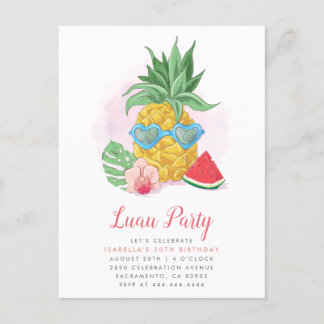 Invitation Carte Postale Été Anniversaire de la fête de Luau