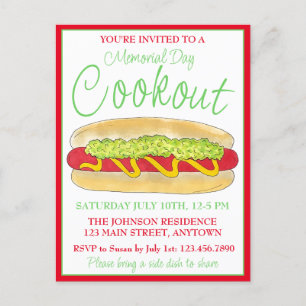 Invitation Carte Postale Été Cuisine Pique-nique Maine Red Snapper Hotdog M