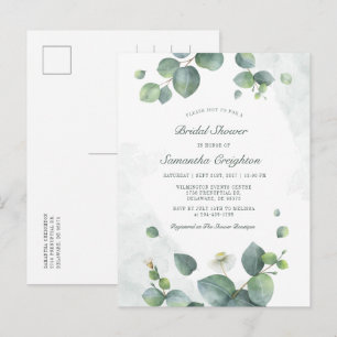 Invitation Carte Postale Eucalyptus Fête des mariées botanique verte