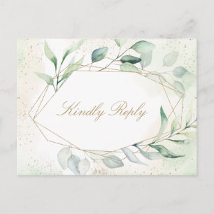 Invitation Carte Postale Eucalyptus Gold Géométrique Meal Choice Wedice RSV