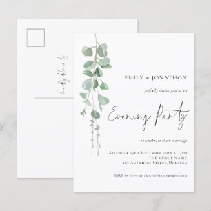 Invitation Carte Postale Eucalyptus Mariage soirée aquarelle