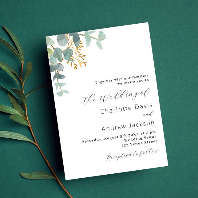 Invitation Carte Postale Eucalyptus verdure mariage moderne (Créateur téléchargé)