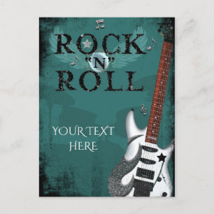 Invitation Carte Postale Événement de fête d'anniversaire Teal Rock N Roll 