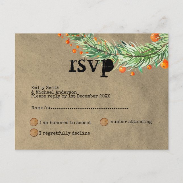 Invitation Carte Postale Événement Noël rustique excentrique RSVP Doodle Ar (Devant)