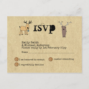 Invitation Carte Postale Événement Noël rustique original RSVP Doodle Art