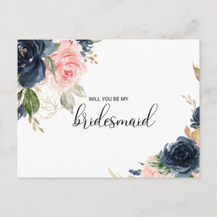 Invitation Carte Postale Exquise Automne Floral Bridesmaid