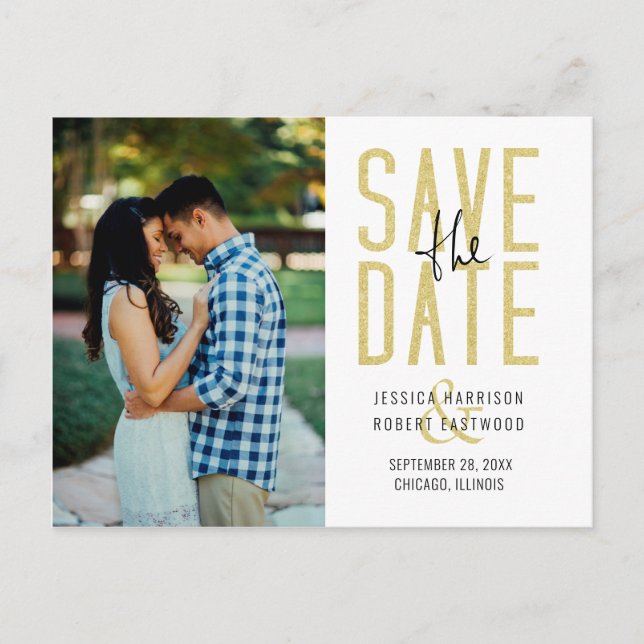 Invitation Carte Postale Faire part de date de mariage personnalisé avec ty (Devant)