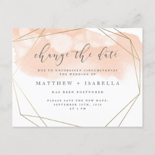 Invitation Carte Postale Faire rosir la bordure d'or aquarelle rose Changer