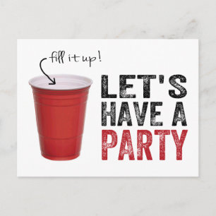 Invitation Carte Postale Faisons une fête ! Funny Red Cup