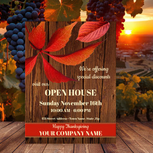 Invitation Carte Postale Fall Thanksgiving Open House Company