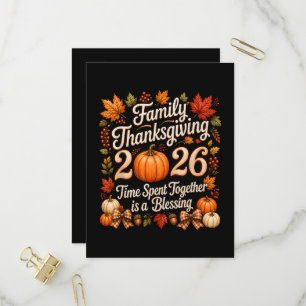 Invitation Carte Postale Famille Thanksgiving 2026 Équipe de Thanksgiving