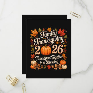 Invitation Carte Postale Famille Thanksgiving 2026 Équipe de Thanksgiving
