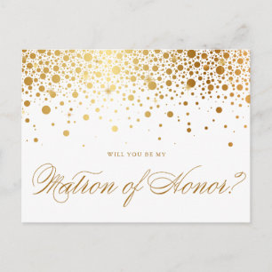 Invitation Carte Postale Faux Confetti en Or   Soyez Ma Demoiselle d'Honneu