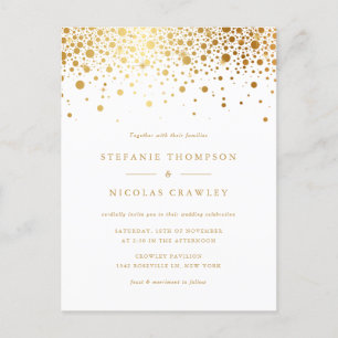 Invitation Carte Postale Faux Gold Foil Confetti Mariage
