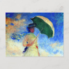 Invitation Carte Postale Femme Monet avec un parasol face droit
