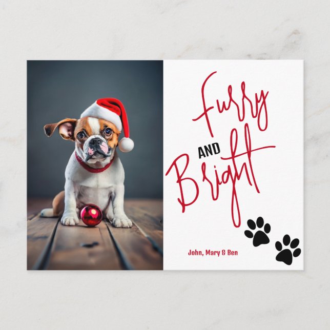 Invitation Carte Postale Fer et lumière Pet Photo Noël Rouge (Devant)