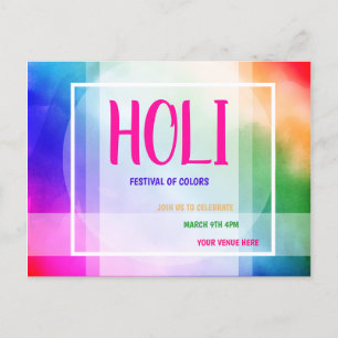 Invitation Carte Postale Festival Holi des couleurs