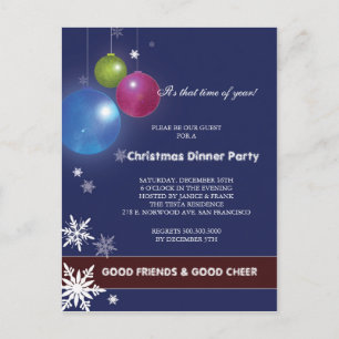 Invitation Carte Postale Festivités d'hiver Diner fêtes