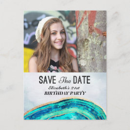 Invitation Carte Postale Fête Anniversaire Enregistrer La Date Turquoise Go