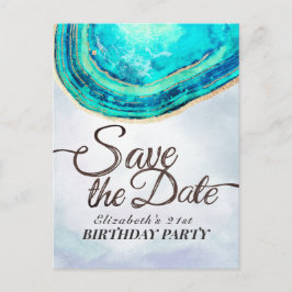 Invitation Carte Postale Fête Anniversaire Enregistrer la date Turquoise Go